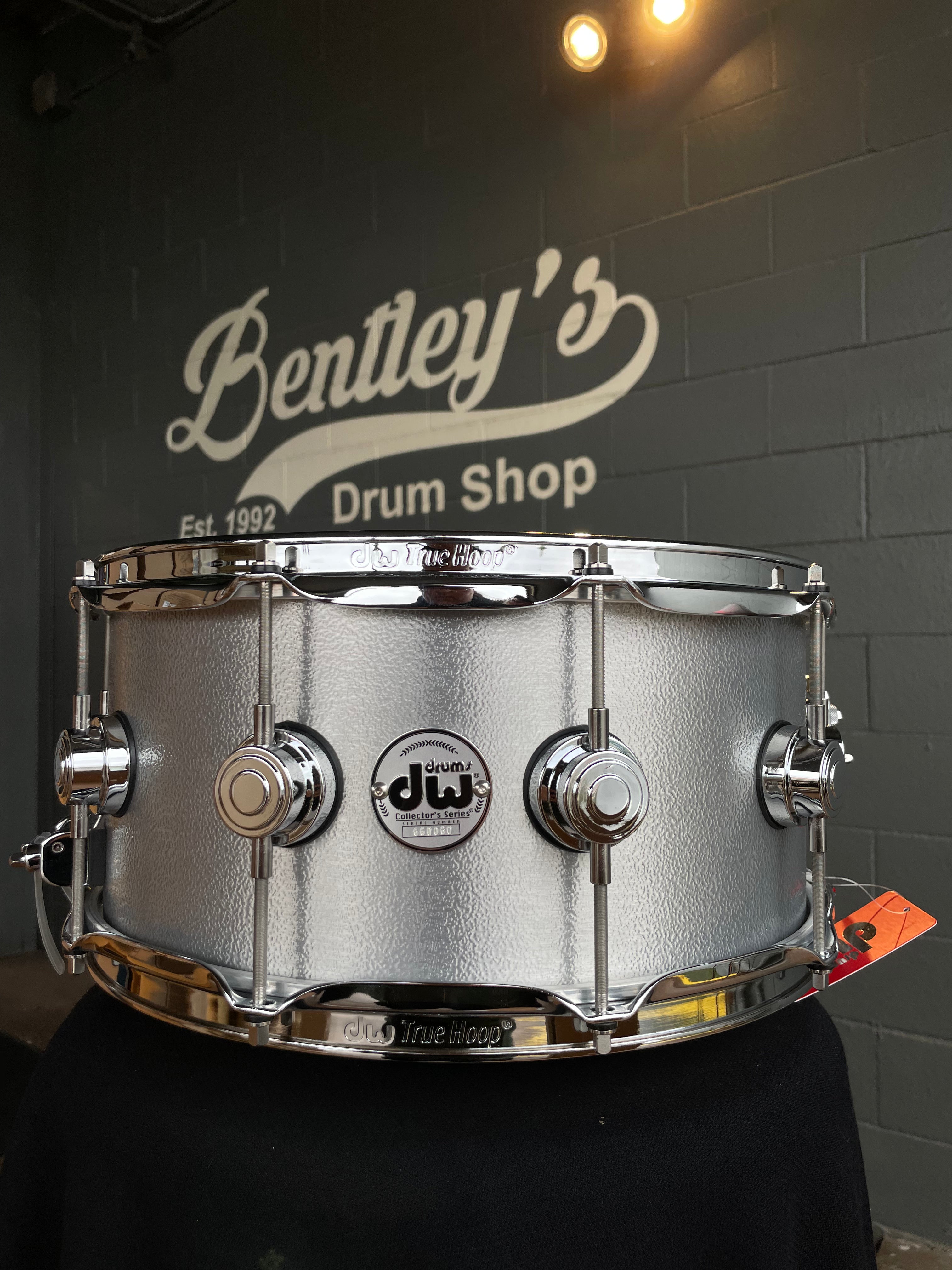 DW DRVA6514SVC Collector's Series 6.5x14 Solid 3mm Aluminum Snare Drum w/ Chrome Hardware in Wrinkle Coat Finish